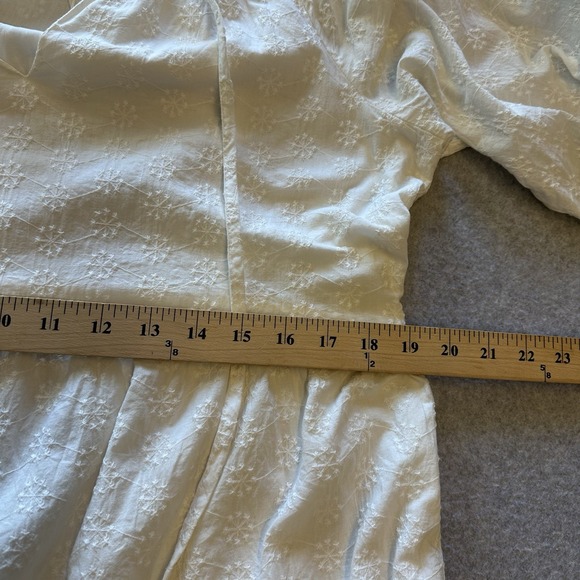 Mango MNG Puff Sleeve Tonal Embroidered Cotton Minidress Size‎ 8 - Picture 8 of 10